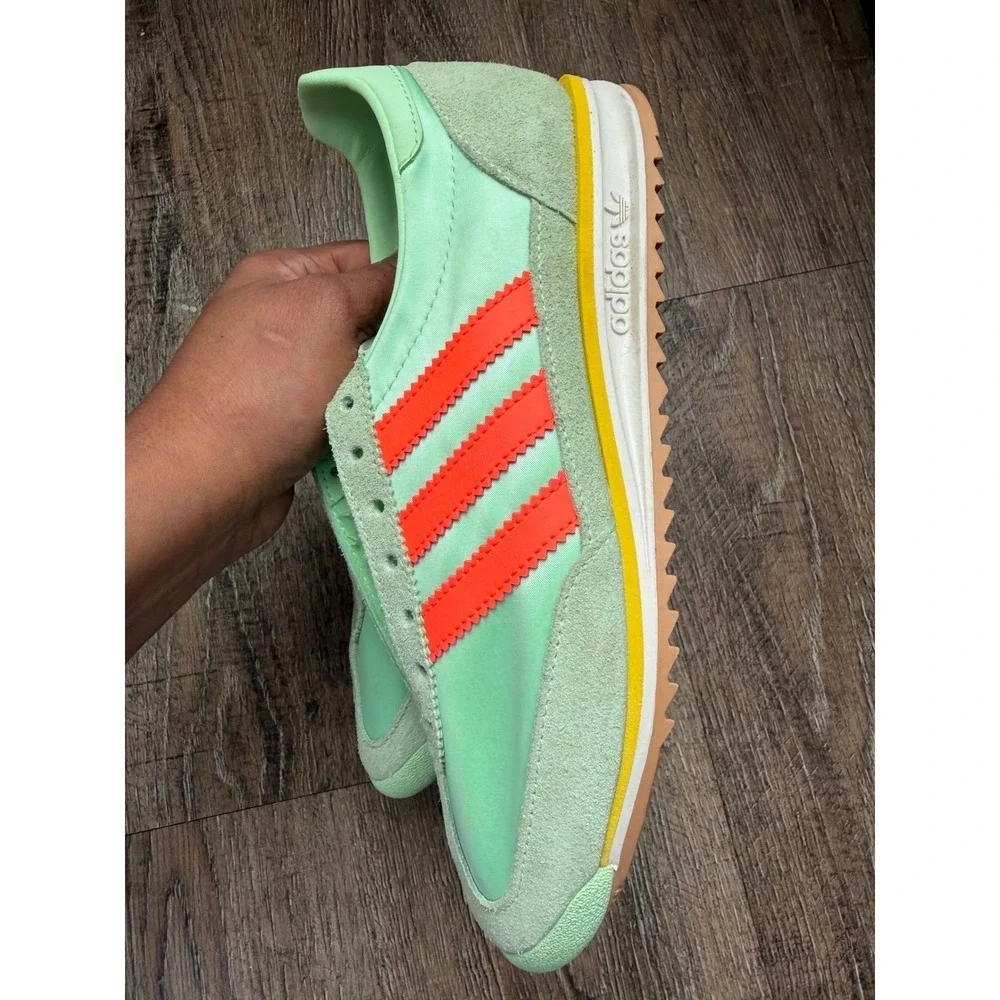 Adidas SL 72 Retro Sneakers Womens 7.5 Green Solar Red Nylon Suede Running Shoes